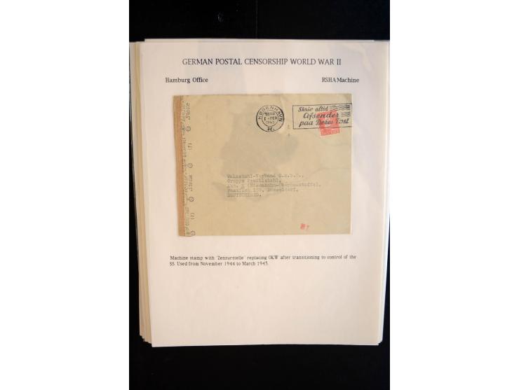 1940/45, interessante Sammlung mit über 140 Briefen, Karten und Drucksachen mit fast nur besseren Zensuren, Hinweis-Stempeln 