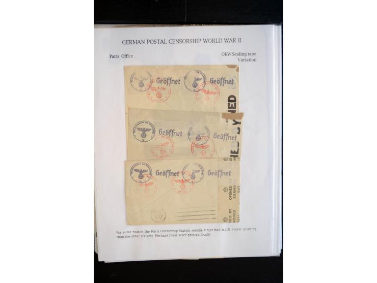 1940/45, interessante Sammlung mit über 140 Briefen, Karten und Drucksachen mit fast nur besseren Zensuren, Hinweis-Stempeln 