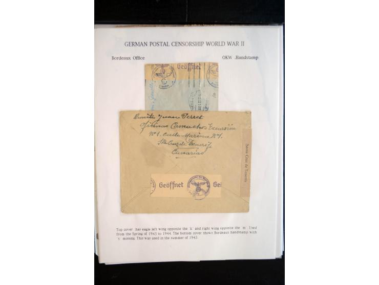 1940/45, interessante Sammlung mit über 140 Briefen, Karten und Drucksachen mit fast nur besseren Zensuren, Hinweis-Stempeln 