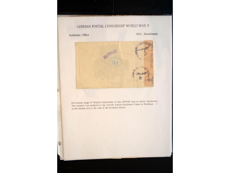 1940/45, interessante Sammlung mit über 140 Briefen, Karten und Drucksachen mit fast nur besseren Zensuren, Hinweis-Stempeln 