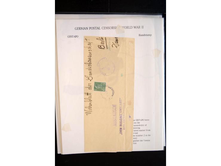 1940/45, interessante Sammlung mit über 140 Briefen, Karten und Drucksachen mit fast nur besseren Zensuren, Hinweis-Stempeln 