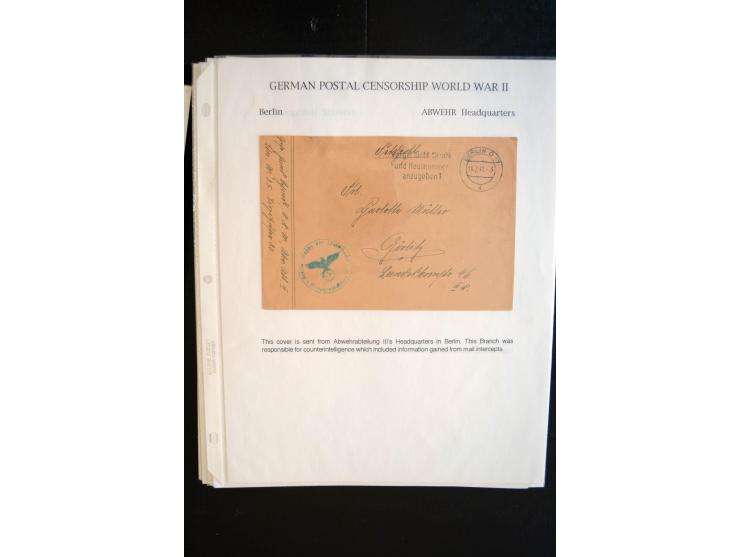 1940/45, interessante Sammlung mit über 140 Briefen, Karten und Drucksachen mit fast nur besseren Zensuren, Hinweis-Stempeln 