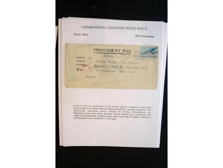 1940/45, interessante Sammlung mit über 140 Briefen, Karten und Drucksachen mit fast nur besseren Zensuren, Hinweis-Stempeln 