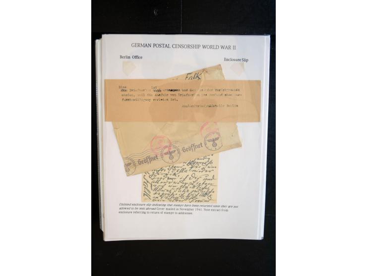1940/45, interessante Sammlung mit über 140 Briefen, Karten und Drucksachen mit fast nur besseren Zensuren, Hinweis-Stempeln 
