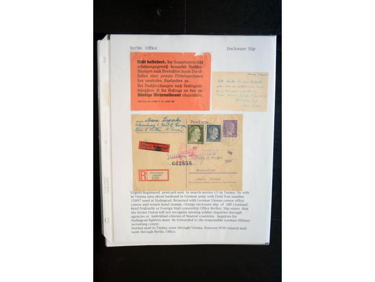 1940/45, interessante Sammlung mit über 140 Briefen, Karten und Drucksachen mit fast nur besseren Zensuren, Hinweis-Stempeln 