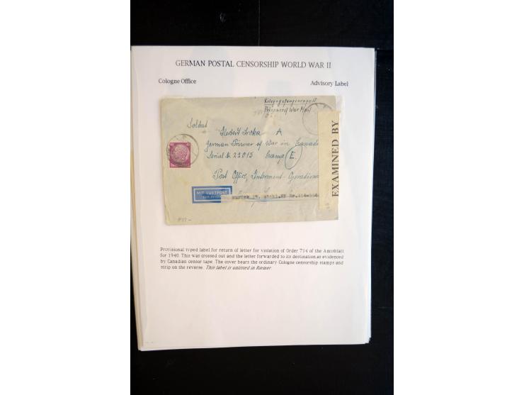 1940/45, interessante Sammlung mit über 140 Briefen, Karten und Drucksachen mit fast nur besseren Zensuren, Hinweis-Stempeln 