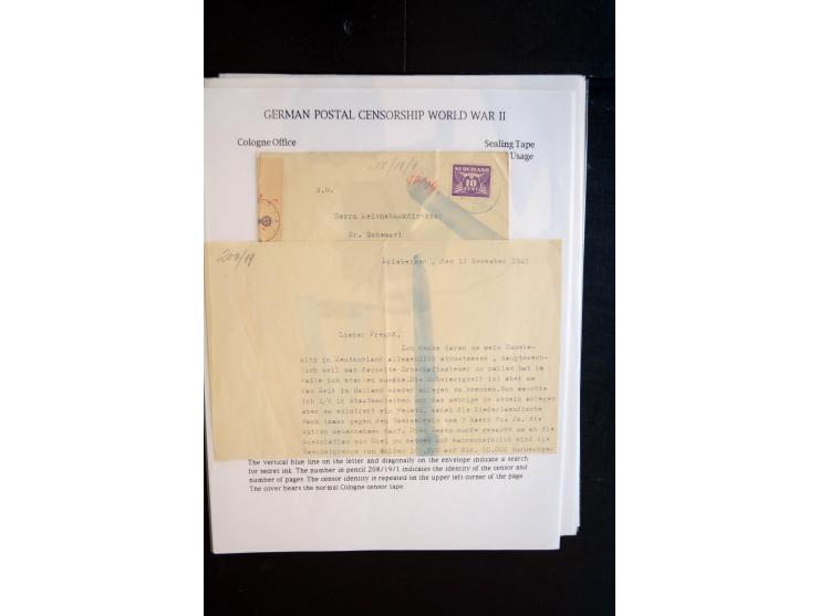 1940/45, interessante Sammlung mit über 140 Briefen, Karten und Drucksachen mit fast nur besseren Zensuren, Hinweis-Stempeln 