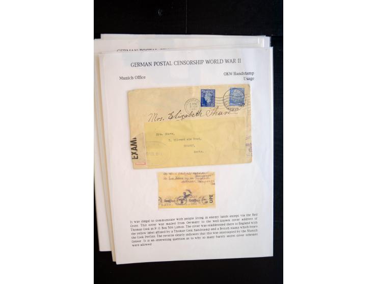 1940/45, interessante Sammlung mit über 140 Briefen, Karten und Drucksachen mit fast nur besseren Zensuren, Hinweis-Stempeln 