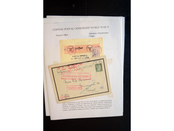1940/45, interessante Sammlung mit über 140 Briefen, Karten und Drucksachen mit fast nur besseren Zensuren, Hinweis-Stempeln 