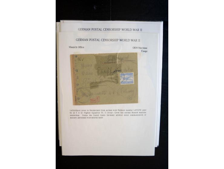 1940/45, interessante Sammlung mit über 140 Briefen, Karten und Drucksachen mit fast nur besseren Zensuren, Hinweis-Stempeln 