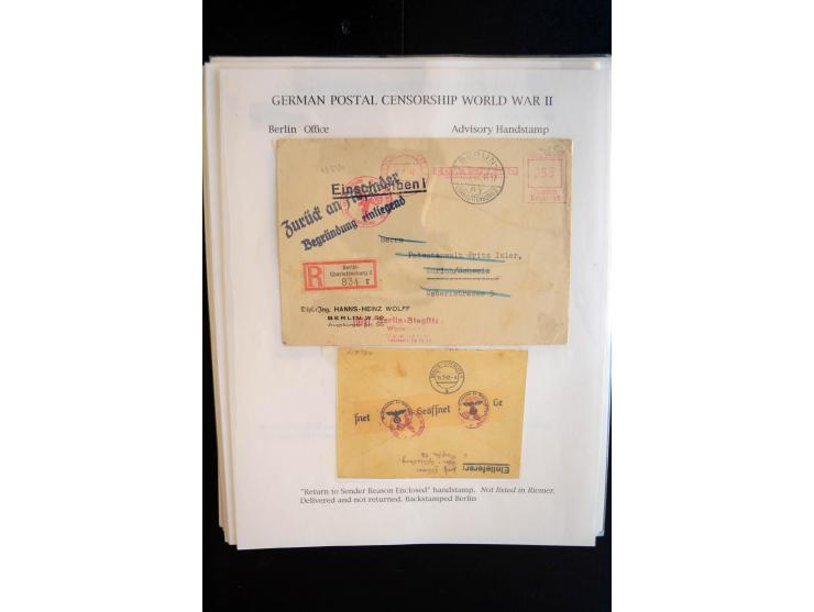 1940/45, interessante Sammlung mit über 140 Briefen, Karten und Drucksachen mit fast nur besseren Zensuren, Hinweis-Stempeln 