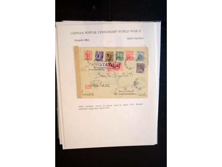 1940/45, interessante Sammlung mit über 140 Briefen, Karten und Drucksachen mit fast nur besseren Zensuren, Hinweis-Stempeln 