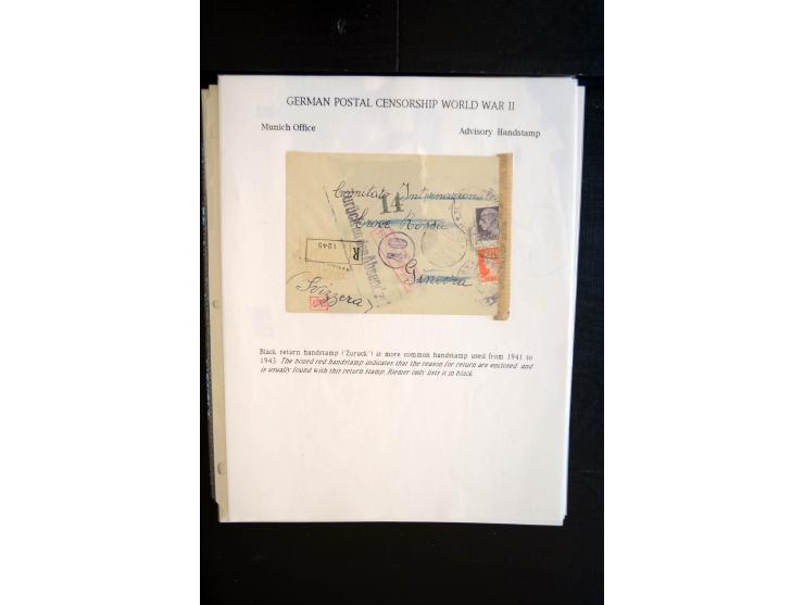 1940/45, interessante Sammlung mit über 140 Briefen, Karten und Drucksachen mit fast nur besseren Zensuren, Hinweis-Stempeln 