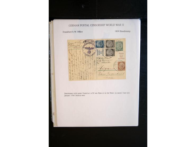 1940/45, interessante Sammlung mit über 140 Briefen, Karten und Drucksachen mit fast nur besseren Zensuren, Hinweis-Stempeln 