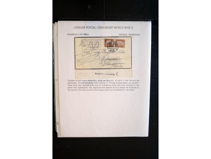 1940/45, interessante Sammlung mit über 140 Briefen, Karten und Drucksachen mit fast nur besseren Zensuren, Hinweis-Stempeln 