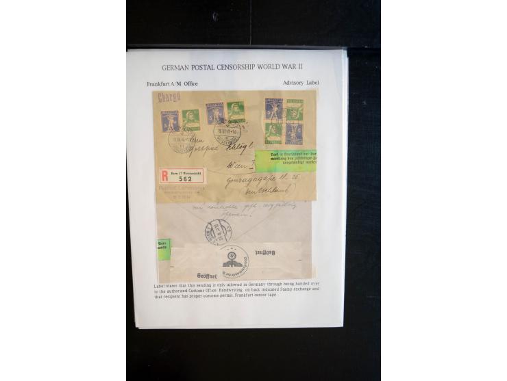 1940/45, interessante Sammlung mit über 140 Briefen, Karten und Drucksachen mit fast nur besseren Zensuren, Hinweis-Stempeln 