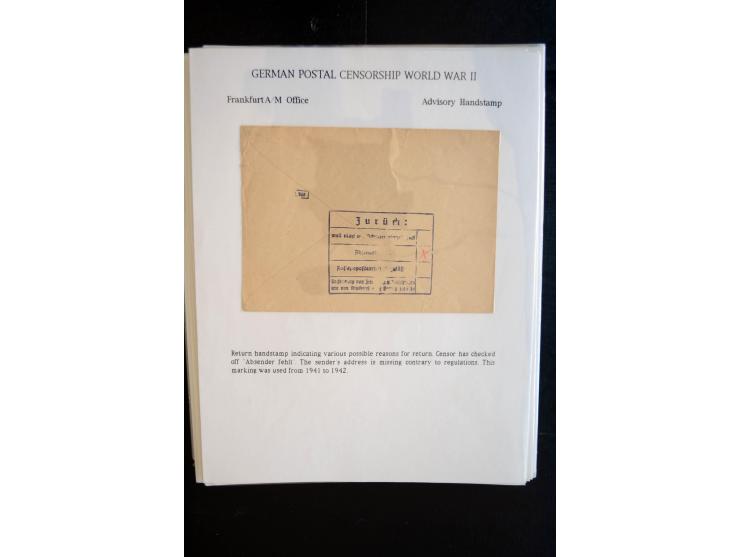 1940/45, interessante Sammlung mit über 140 Briefen, Karten und Drucksachen mit fast nur besseren Zensuren, Hinweis-Stempeln 