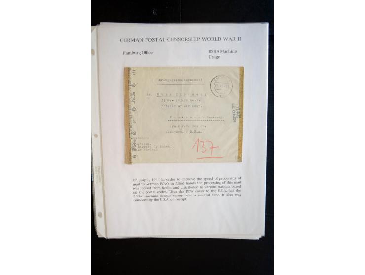 1940/45, interessante Sammlung mit über 140 Briefen, Karten und Drucksachen mit fast nur besseren Zensuren, Hinweis-Stempeln 