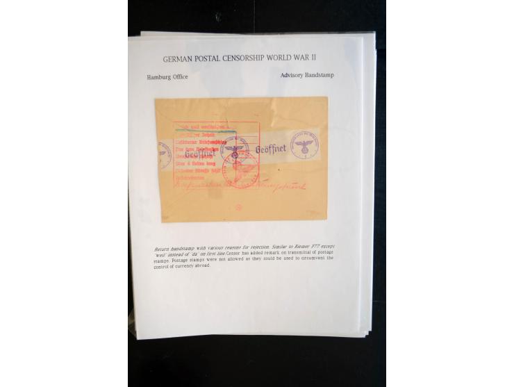 1940/45, interessante Sammlung mit über 140 Briefen, Karten und Drucksachen mit fast nur besseren Zensuren, Hinweis-Stempeln 