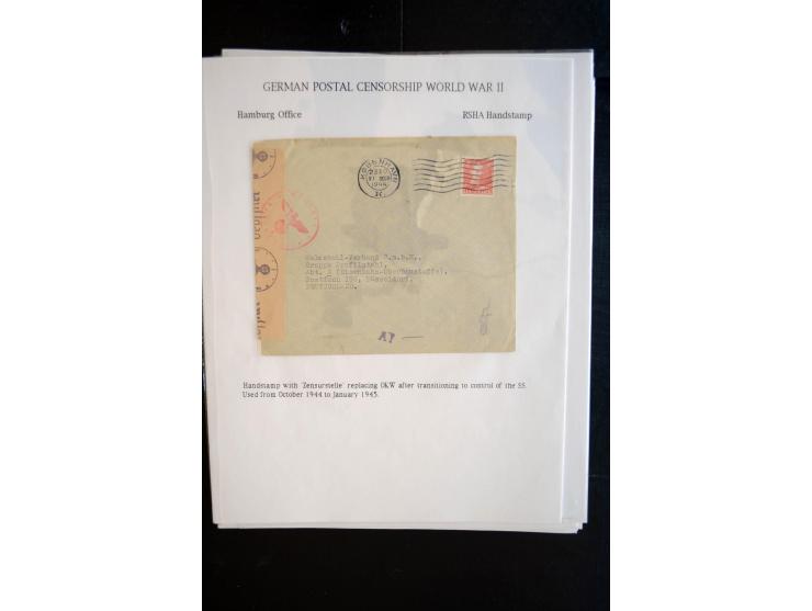 1940/45, interessante Sammlung mit über 140 Briefen, Karten und Drucksachen mit fast nur besseren Zensuren, Hinweis-Stempeln 