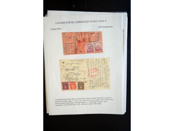 1940/45, interessante Sammlung mit über 140 Briefen, Karten und Drucksachen mit fast nur besseren Zensuren, Hinweis-Stempeln 