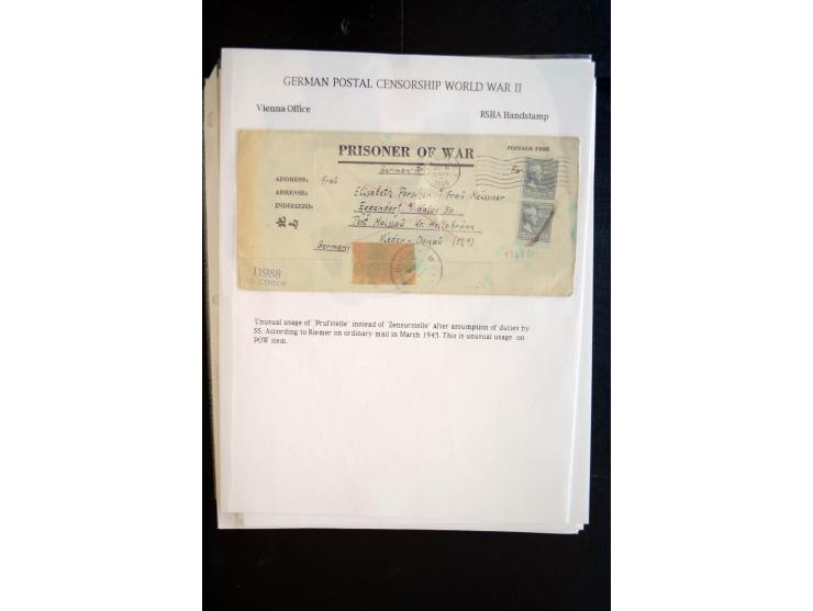 1940/45, interessante Sammlung mit über 140 Briefen, Karten und Drucksachen mit fast nur besseren Zensuren, Hinweis-Stempeln 