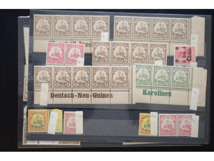 1870/1950 (ca.), kleine Partie, meist auf Steckkarten, dabei besseres Material wie DR Bl.1 auf Brief, Stände in 4er-Blocks, 1