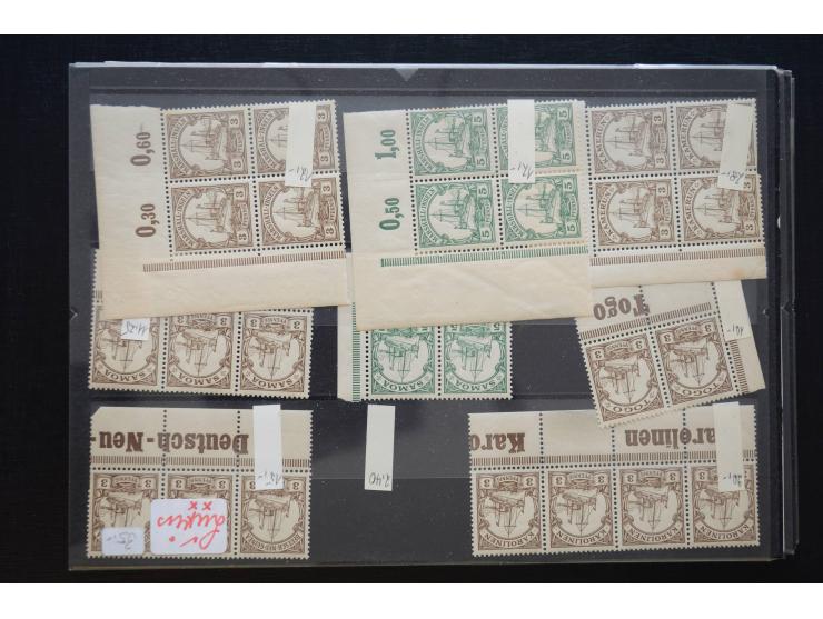 1870/1950 (ca.), kleine Partie, meist auf Steckkarten, dabei besseres Material wie DR Bl.1 auf Brief, Stände in 4er-Blocks, 1