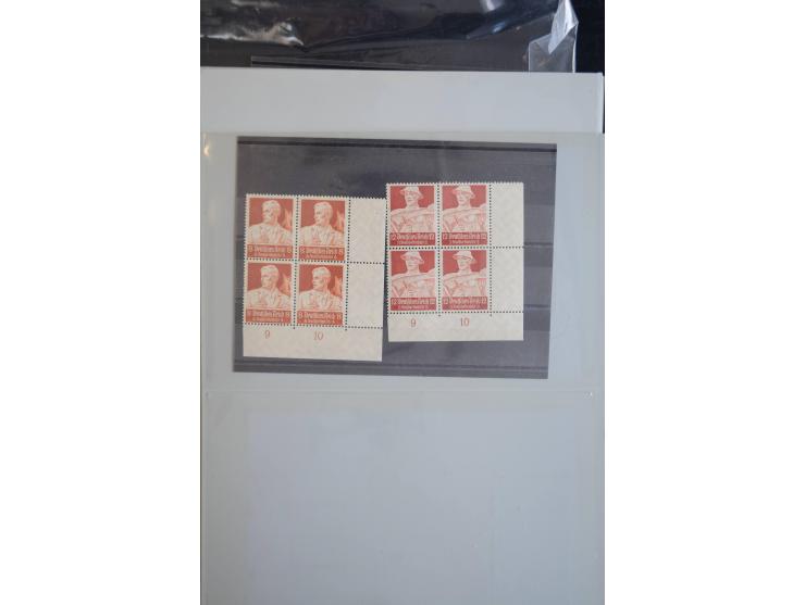 1870/1950 (ca.), kleine Partie, meist auf Steckkarten, dabei besseres Material wie DR Bl.1 auf Brief, Stände in 4er-Blocks, 1
