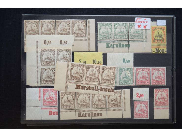 1870/1950 (ca.), kleine Partie, meist auf Steckkarten, dabei besseres Material wie DR Bl.1 auf Brief, Stände in 4er-Blocks, 1