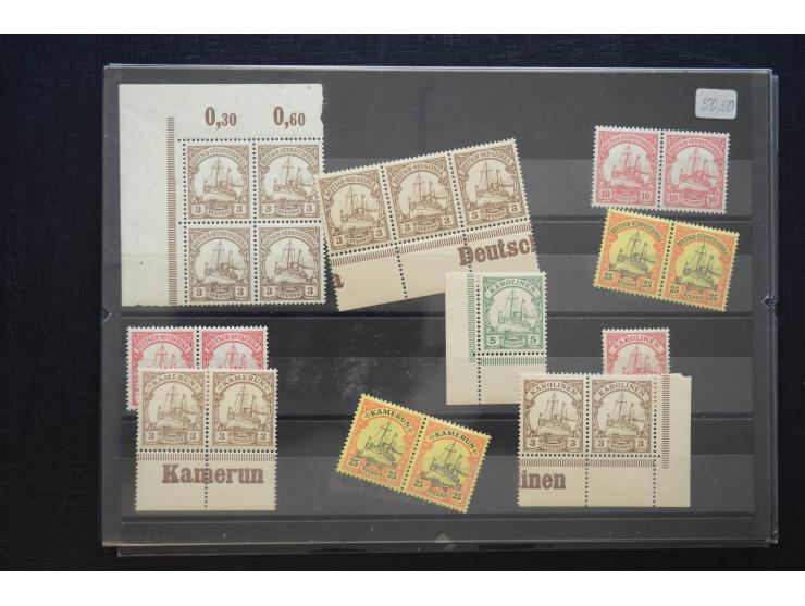 1870/1950 (ca.), kleine Partie, meist auf Steckkarten, dabei besseres Material wie DR Bl.1 auf Brief, Stände in 4er-Blocks, 1