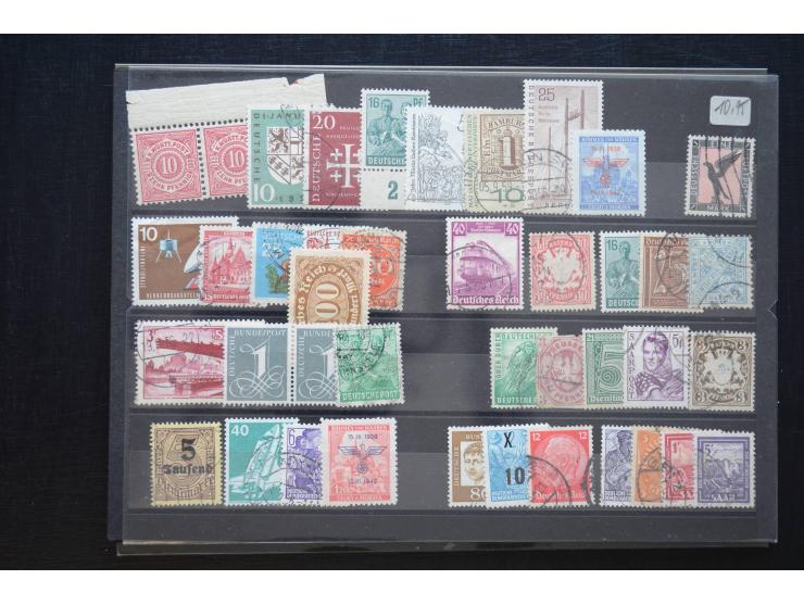 1870/1950 (ca.), kleine Partie, meist auf Steckkarten, dabei besseres Material wie DR Bl.1 auf Brief, Stände in 4er-Blocks, 1