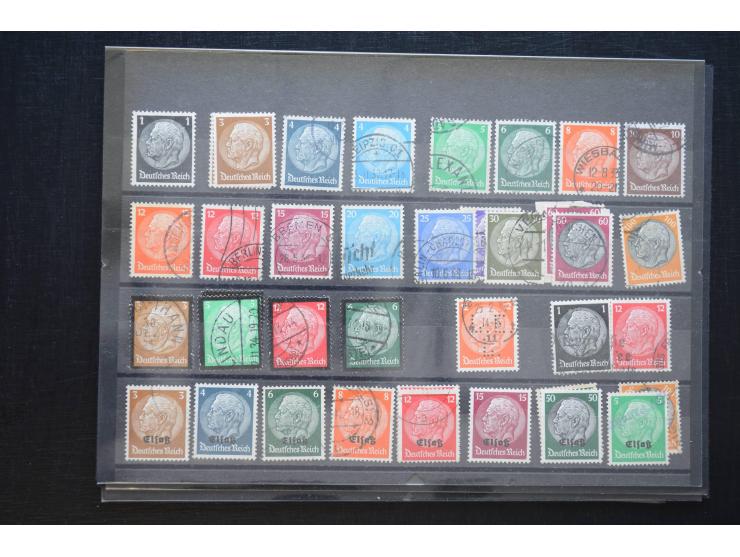 1870/1950 (ca.), kleine Partie, meist auf Steckkarten, dabei besseres Material wie DR Bl.1 auf Brief, Stände in 4er-Blocks, 1