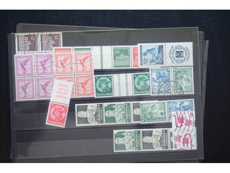 1870/1950 (ca.), kleine Partie, meist auf Steckkarten, dabei besseres Material wie DR Bl.1 auf Brief, Stände in 4er-Blocks, 1