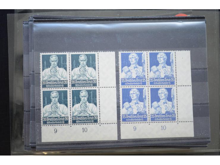 1870/1950 (ca.), kleine Partie, meist auf Steckkarten, dabei besseres Material wie DR Bl.1 auf Brief, Stände in 4er-Blocks, 1