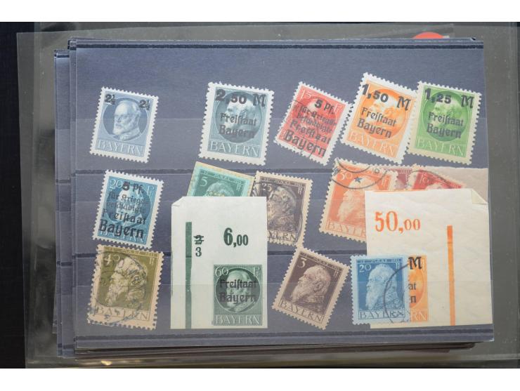 1870/1950 (ca.), kleine Partie, meist auf Steckkarten, dabei besseres Material wie DR Bl.1 auf Brief, Stände in 4er-Blocks, 1