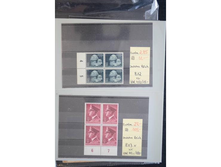 1870/1950 (ca.), kleine Partie, meist auf Steckkarten, dabei besseres Material wie DR Bl.1 auf Brief, Stände in 4er-Blocks, 1