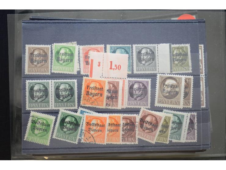 1870/1950 (ca.), kleine Partie, meist auf Steckkarten, dabei besseres Material wie DR Bl.1 auf Brief, Stände in 4er-Blocks, 1