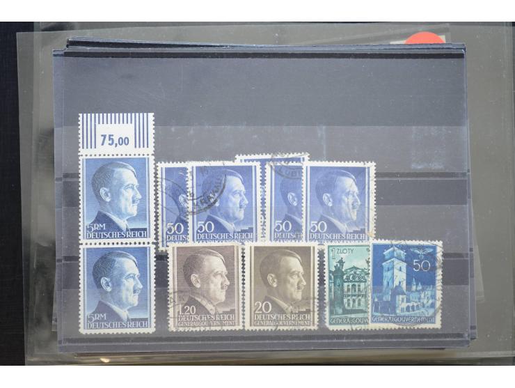 1870/1950 (ca.), kleine Partie, meist auf Steckkarten, dabei besseres Material wie DR Bl.1 auf Brief, Stände in 4er-Blocks, 1