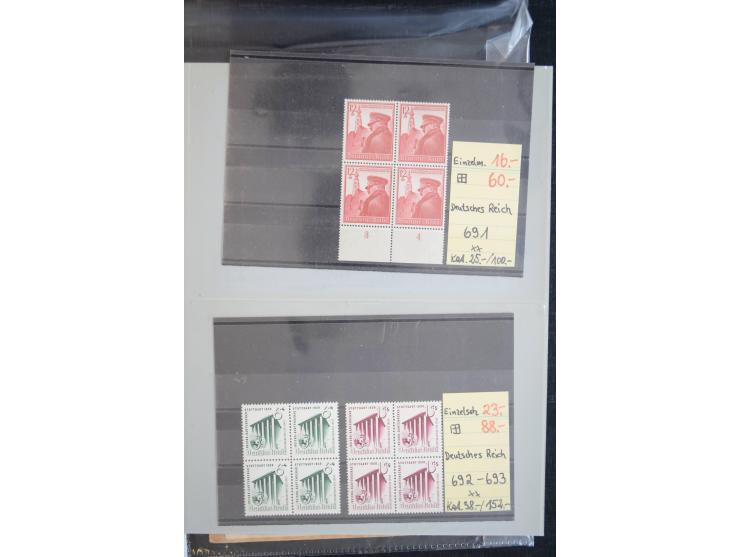 1870/1950 (ca.), kleine Partie, meist auf Steckkarten, dabei besseres Material wie DR Bl.1 auf Brief, Stände in 4er-Blocks, 1