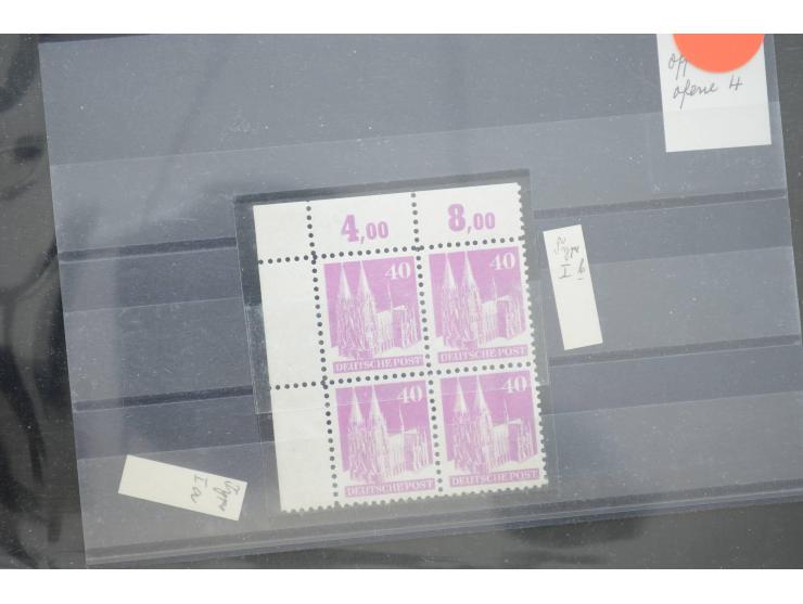 1870/1950 (ca.), kleine Partie, meist auf Steckkarten, dabei besseres Material wie DR Bl.1 auf Brief, Stände in 4er-Blocks, 1