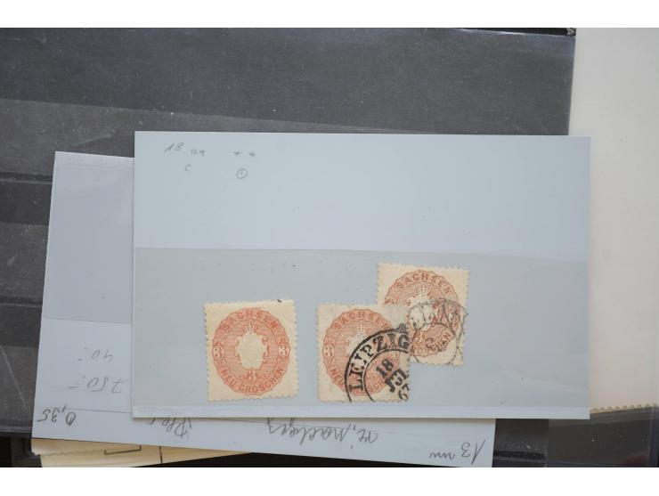 1870/1950 (ca.), kleine Partie, meist auf Steckkarten, dabei besseres Material wie DR Bl.1 auf Brief, Stände in 4er-Blocks, 1