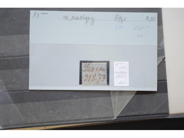 1870/1950 (ca.), kleine Partie, meist auf Steckkarten, dabei besseres Material wie DR Bl.1 auf Brief, Stände in 4er-Blocks, 1