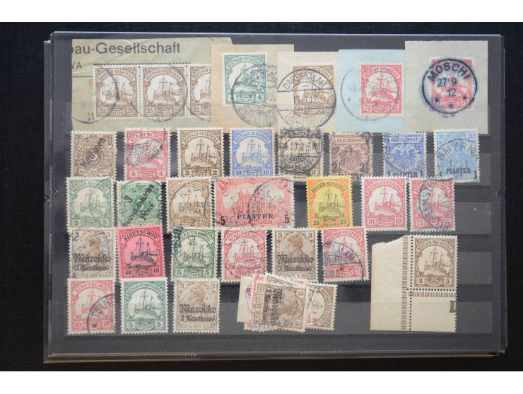 1870/1950 (ca.), kleine Partie, meist auf Steckkarten, dabei besseres Material wie DR Bl.1 auf Brief, Stände in 4er-Blocks, 1