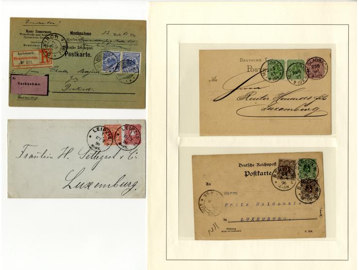 1850/1900 (ca.), über 60 Briefe, Karten und Ganzsachen, alle nach Luxemburg, dabei viele interessante Stücke, u.a. Baden, Pre