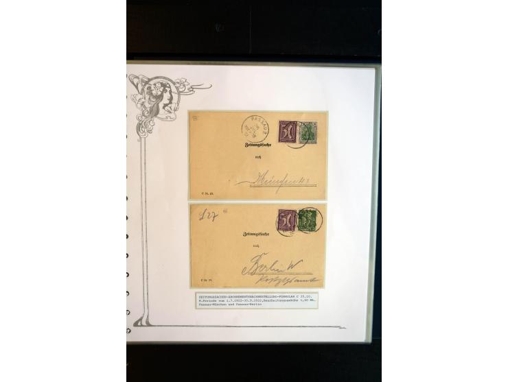 1890/1924, umfangreiche Sammlung "ZEITUNGSSACHEN" mit ca. 110 Belegen, Schwerpunkt Deutsches Reich mit Germania- und Inflatio