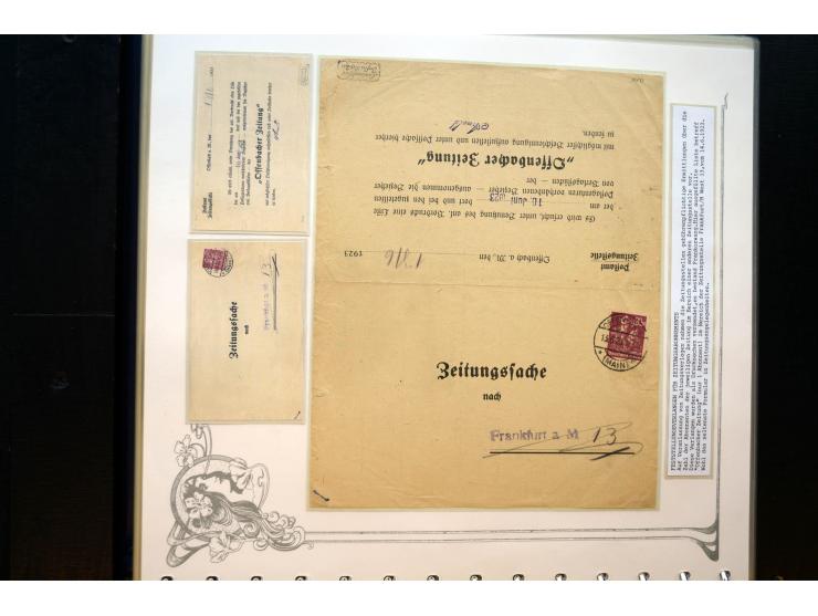 1890/1924, umfangreiche Sammlung "ZEITUNGSSACHEN" mit ca. 110 Belegen, Schwerpunkt Deutsches Reich mit Germania- und Inflatio