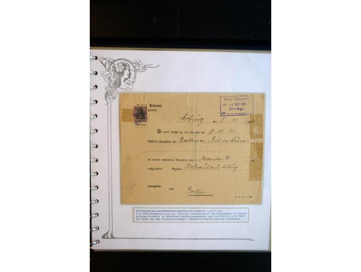 1890/1924, umfangreiche Sammlung "ZEITUNGSSACHEN" mit ca. 110 Belegen, Schwerpunkt Deutsches Reich mit Germania- und Inflatio