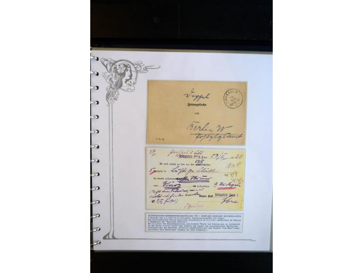 1890/1924, umfangreiche Sammlung "ZEITUNGSSACHEN" mit ca. 110 Belegen, Schwerpunkt Deutsches Reich mit Germania- und Inflatio