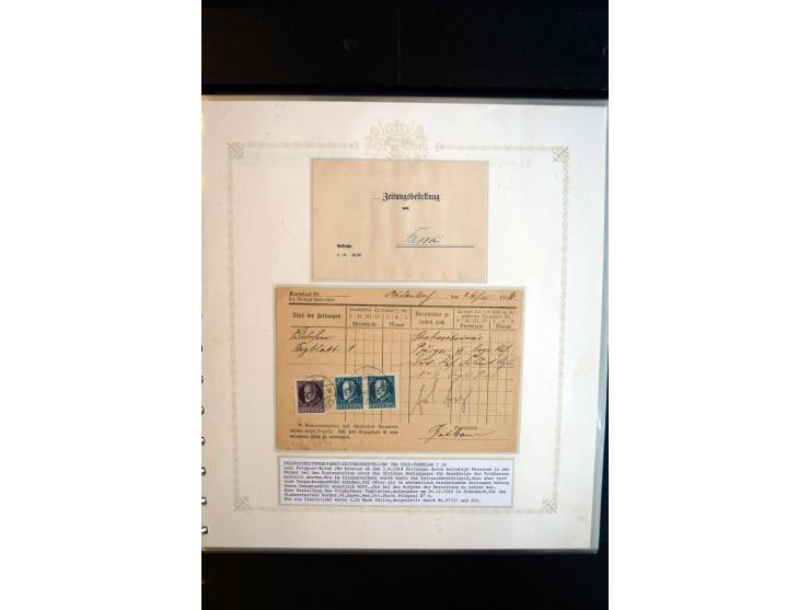 1890/1924, umfangreiche Sammlung "ZEITUNGSSACHEN" mit ca. 110 Belegen, Schwerpunkt Deutsches Reich mit Germania- und Inflatio
